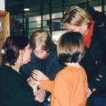 Birgit, Ina, Steffi mit Mogli und im Hintergrund ein selbstgezimmerter Rattenschrank